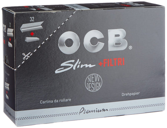 OCB Long Black Paper Plus Tips, 32 Packets